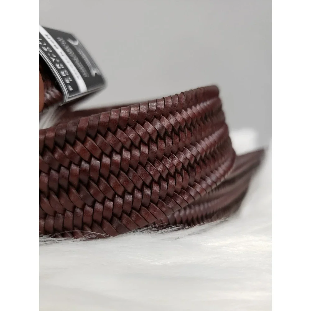 NEW Perry Ellis Portfolio Men's Stretch Braided Belt Brown Size MEDIUM prep golf